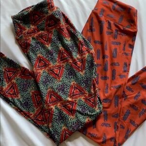 Two pairs of LuLaRoe patterned leggings